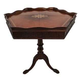 Vintage Mid Century Era Greek Key 22k Embossed Table For Sale