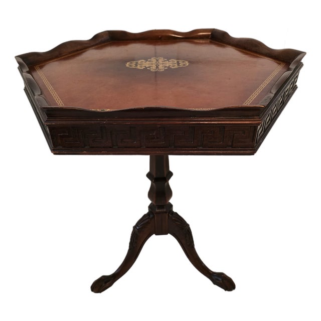 Vintage Mid Century Era Greek Key 22k Embossed Table For Sale