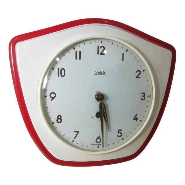 Mechanical Wall Clock with Curved Glass, Italy, 1960s For Sale