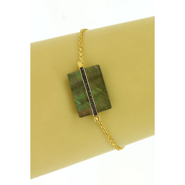 Victoria Casal 18k Yellow Gold Black Diamonds & Gray MOP Bracelet