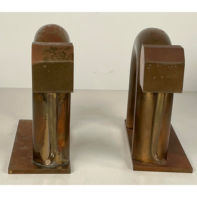 Metal Signed Art Deco Chase Walter Von Nessen Elephant Book Ends For Sale - Image 7 of 9