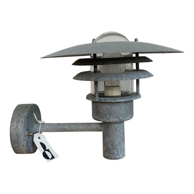 Late 20th Century Nordlux 'Pheonix' Galvanized Steel Outdoor Sconce With Glass Shade For Sale