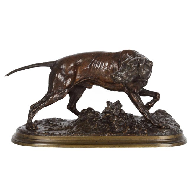 PIERRE-JULES MÊNE French, 1810-1879 "Chien braque à la feuille" Medium-brown patinated sand-cast bronze | raised edge...
