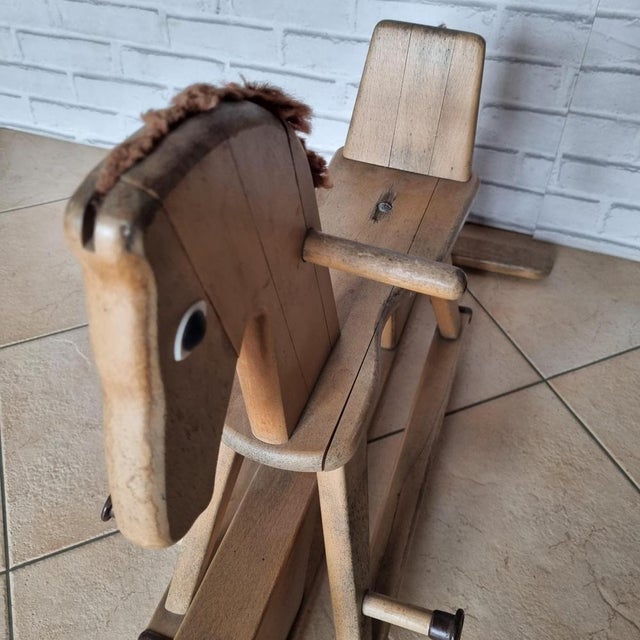 Wood Brown Rocking Horse, 1970s For Sale - Image 7 of 18
