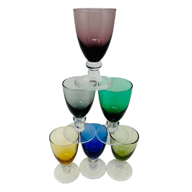 Mid-Century Modern Mid-Century Dutch "Carnaval" Harlequin Liqueur Glasses by Max Verboeket - Set of 6 For Sale - Image 3 of 9
