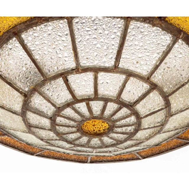 Art Deco Art Deco Textured Glass and Iron Pendant Light For Sale - Image 3 of 8
