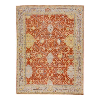 Early 21st Century Modern Indian Tabriz Handmade Rust Wool Rug With Floral Motif by Apadana For Sale