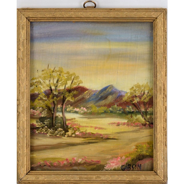 American Spring Valley Plein Air Landscape in Oil on Masonite by Gibson For Sale - Image 3 of 8