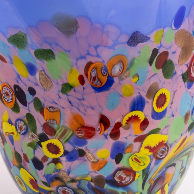 Blue Vintage 20th Century Italian Hand Blown Murano Glass Vase, 1990s For Sale - Image 8 of 15