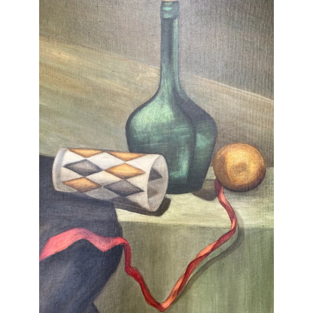 Mid-Century Modern 1950’s Original Mid Century Modern Still Life Painting Signed Vintage Original Modernist Wood Frame For Sale - Image 3 of 4