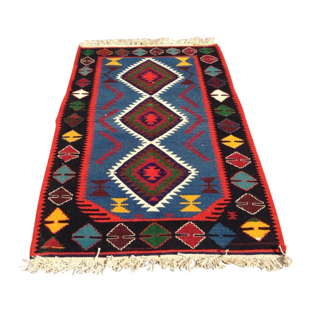 Vintage Turkish Kilim Rug - 33" X 50" For Sale