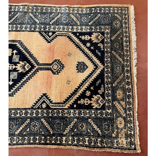 1940s Middle Eastern Rug with Blue Decoration For Sale - Image 5 of 11