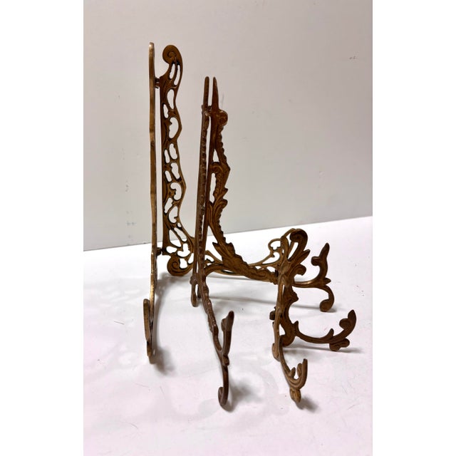 Vintage Mid Century Hollywood Regency Brass Easels, Set of 3 For Sale - Image 12 of 12