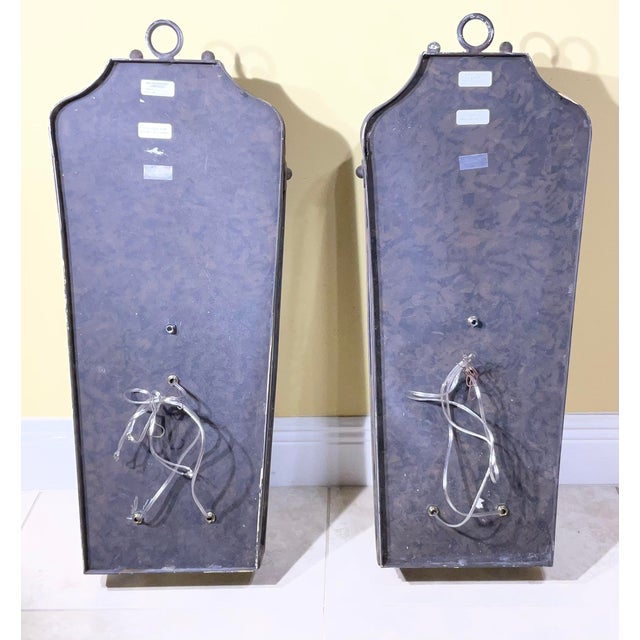 Large Exceptional Pair of Hand-Forged Iron Wall Lanterns Architectural Sconces For Sale - Image 9 of 14
