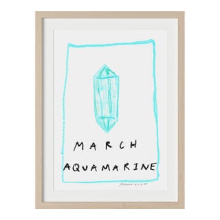 March Aquamarine Birthstone Print by Tatiana Alida in Tan Frame For Sale