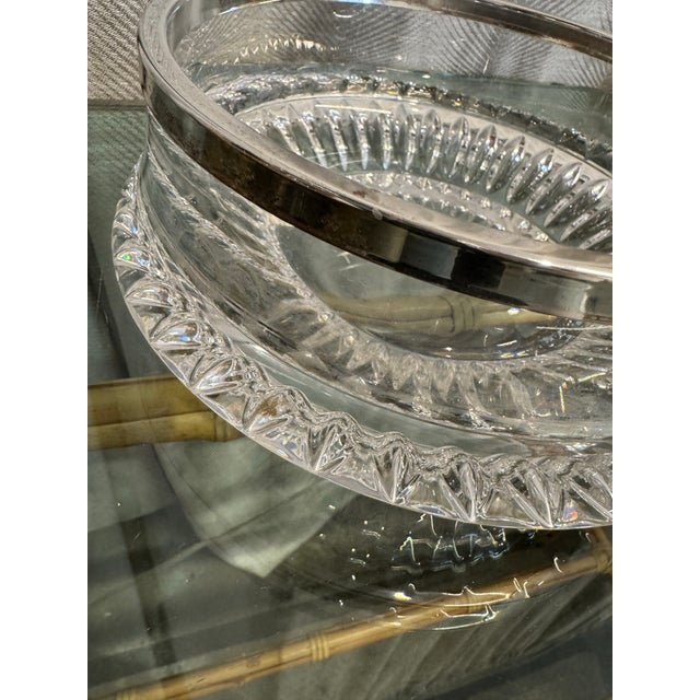 Vintage classic style French flea market find European faceted crystal bowl with silver plated rim. No maker’s marks.