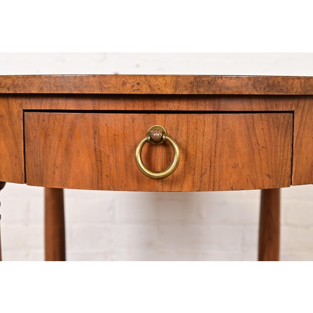 Wood Baker Furniture French Empire Cherry and Burl Wood Tea Table, Circa 1960s For Sale - Image 7 of 16