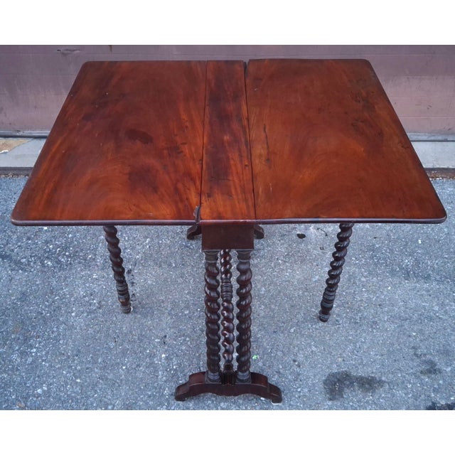Victorian Rococo Style Walnut Drop-Leaf Sunderland Table For Sale - Image 4 of 11