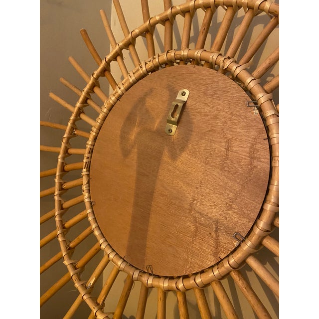 1970s Vintage Mid-Century Rattan Sunburst Wall Mirror – Handwoven Bamboo Starburst Design, 1960s–1970s Style For Sale - Image 5 of 5