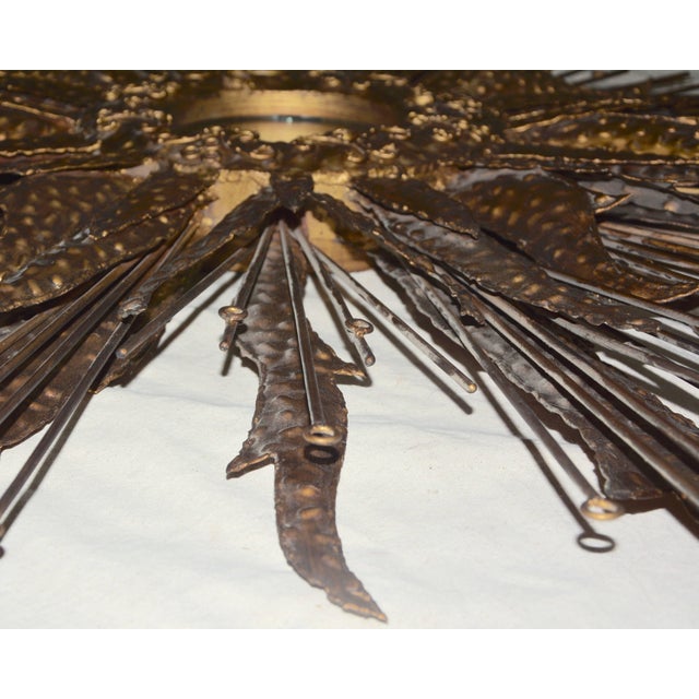 Midcentury Sunburst Handcrafted Art Metal Mirror For Sale In Nashville - Image 6 of 12