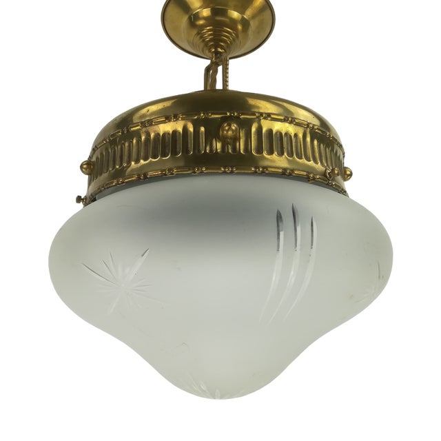 Viennese Ceiling Lamp with Glass Shade, 1910s For Sale