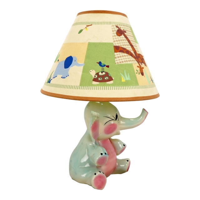 Child's Totline Elephant Lamp With Shade Circa 1950's For Sale