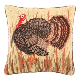 Wild Turkey Hook Pillow, 16" x 16" For Sale