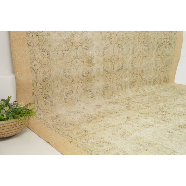 1970s Vintage Turkish Handmade Wool Cotton Beige Area Rug For Sale In San Francisco - Image 6 of 12