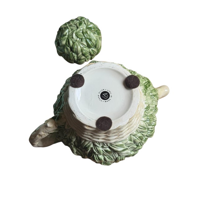 Ethan Allen Vintage Ethan Allen Ceramic Green Boxwood Topiary Tea Pot, Made in Italy For Sale - Image 4 of 6