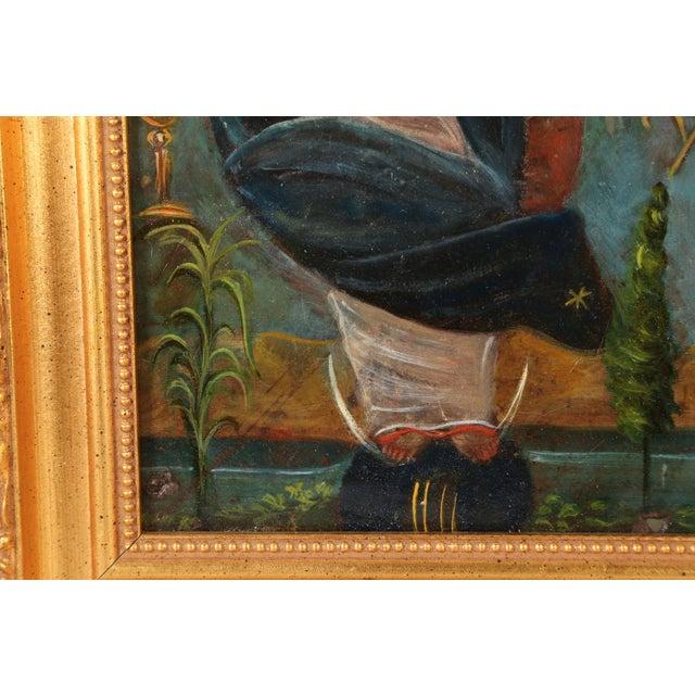 Paint Our Lady of the Apocalypse, Oil on Tin, 19th Century For Sale - Image 7 of 11