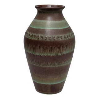 20th Century German Mid-Century Modern Gray and Brown Ceramic Vase For Sale