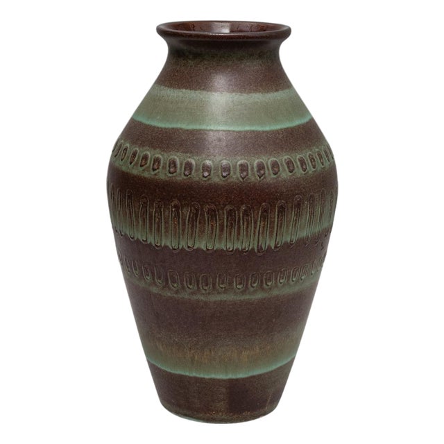 20th Century German Mid-Century Modern Gray and Brown Ceramic Vase For Sale