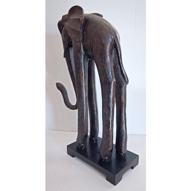 1990s Vintage 1990’s Carved Wooden Elephant Sculpture For Sale - Image 5 of 6