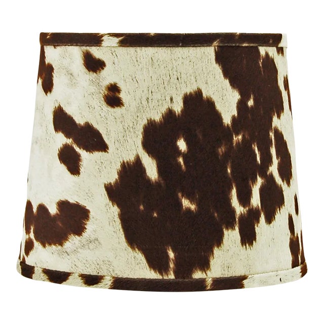 16" Brown Faux Cowhide Drum Lamp Shade For Sale