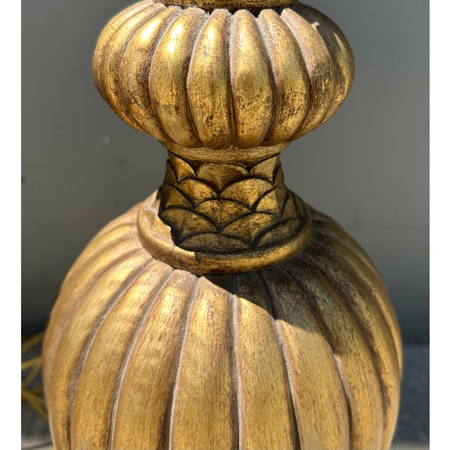 Palatial Italian Lamps Heavy Cast Plaster Gilt Gold Baluster Vase Form Table Lamps - a Pair For Sale - Image 17 of 18