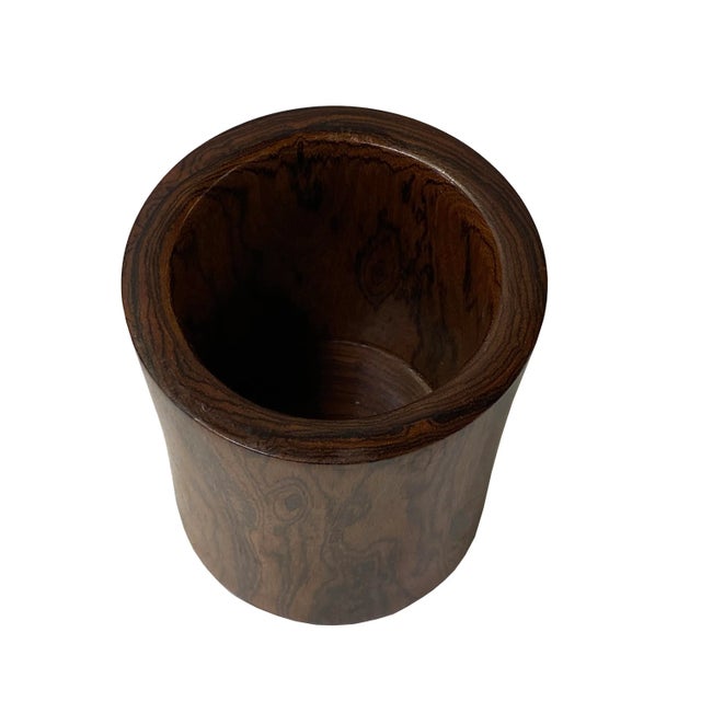 2010s Handmade Chinese Natural Pattern Wood Brush Pen Holder / Brush Pot For Sale - Image 5 of 7