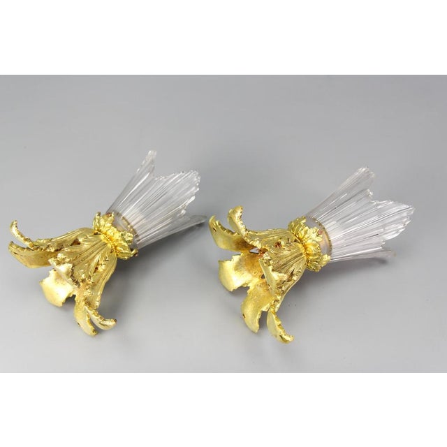 Art Deco French Gilt Bronze and Clear Glass Ceiling Lights, 1920s, Set of 2 For Sale - Image 17 of 18