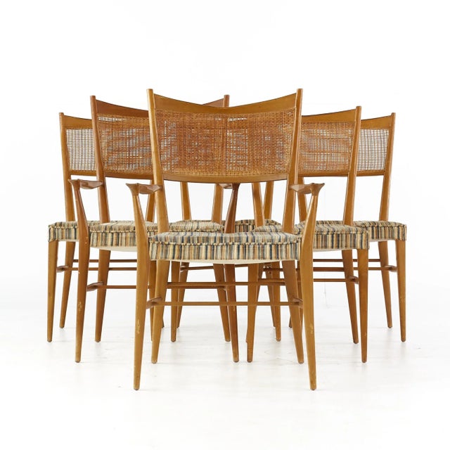Paul McCobb for Directional Mid Century Walnut and Cane Dining Chairs - Set of 6 For Sale - Image 13 of 13