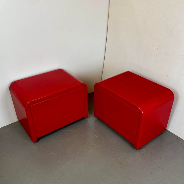 Vintage Red Nightstands, 1980s, Set of 2 For Sale - Image 9 of 17