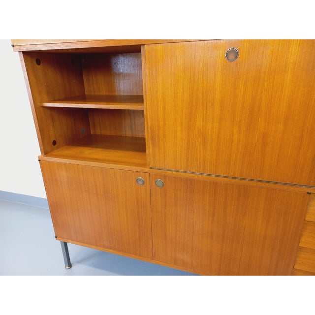 Vintage Modernist Bookcase and Secretary Storage Unit in Teak and Metal by Louis Paolozzi for Monopoly, 1960s For Sale - Image 11 of 18