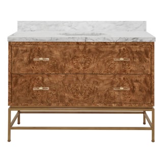 Matthew Izzo Home Clifford 48" Dark Burlwood, Single Sink, Two Drawer Bath Vanity For Sale