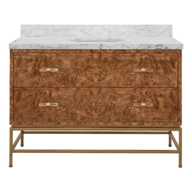 Matthew Izzo Home Clifford 48" Dark Burlwood, Single Sink, Two Drawer Bath Vanity For Sale