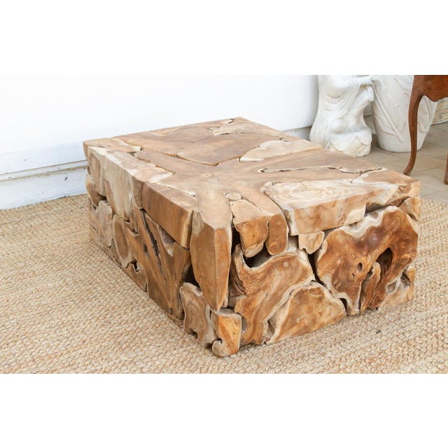 Tan Organic Teak Root Mosaic Coffee Table For Sale - Image 8 of 11