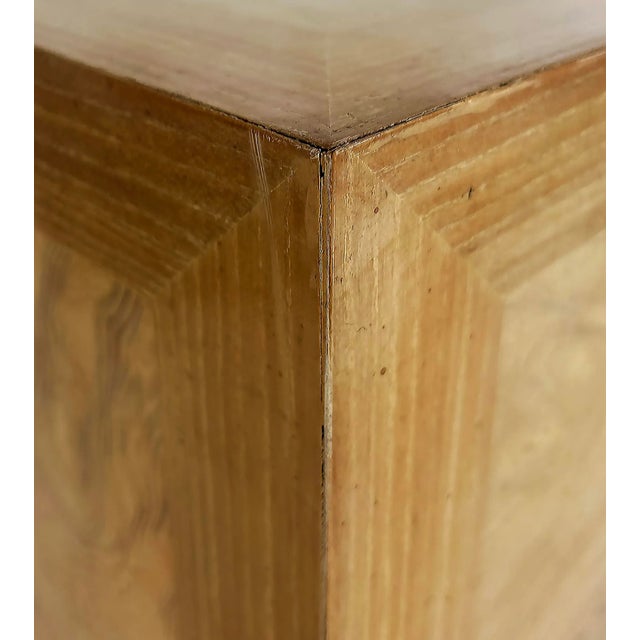 Tan Vintage Drexel Heritage Burlwood and Brass Pedestals- a Pair For Sale - Image 8 of 9