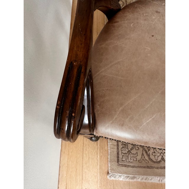 Mid 20th Century Leather Desk Chair Regency Period For Sale - Image 5 of 6