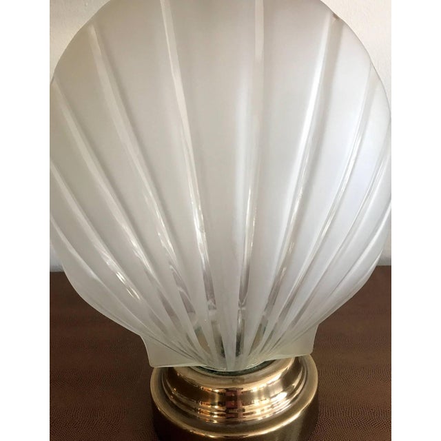 1970s Pair of Shell Form Glass Table Lamps For Sale - Image 5 of 8