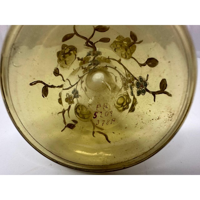 Green Fritz Heckert Art Glass Bud Vase: Antique Enamel Floral Bohemia For Sale - Image 8 of 10