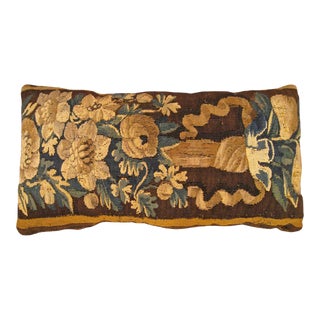 Decorative Antique 18th Century Tapestry Pillow with Floral Elements Allover For Sale