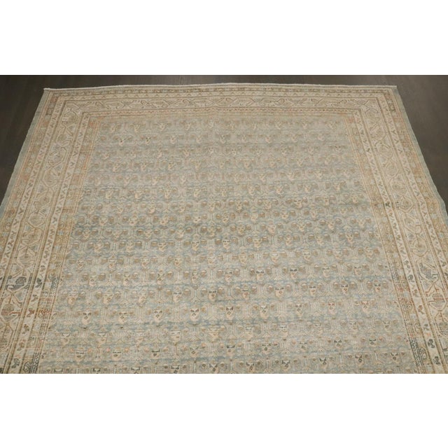 Brown Persian Tabriz Mint Green Rug For Sale - Image 8 of 9