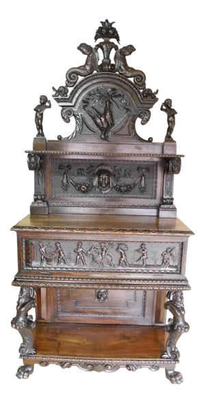 Antique Baroque Cabinet in Walnut, 1880